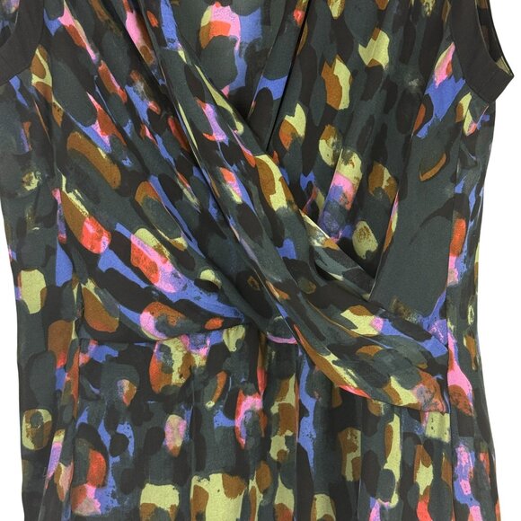 Cabi Sleeveless Flaunt Blouse Sz Medium Surplice Neckline Abstract Print Draped - Picture 4 of 11